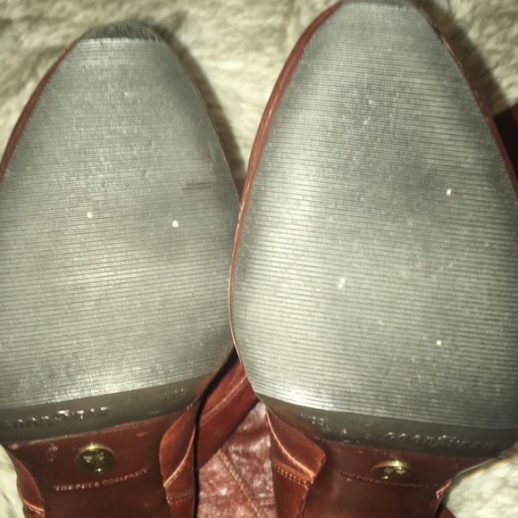 Frye “Ava” Tall Patch Work Boots Cognac (GoodYear)